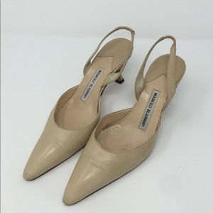 Manolo Blahnik Bone Slingback 2" Heels